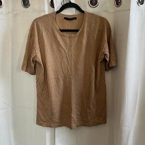 JEnni Kayne Womens Sweater Large Nutmeg Cashmere Silk Lightweight Luxury 16845